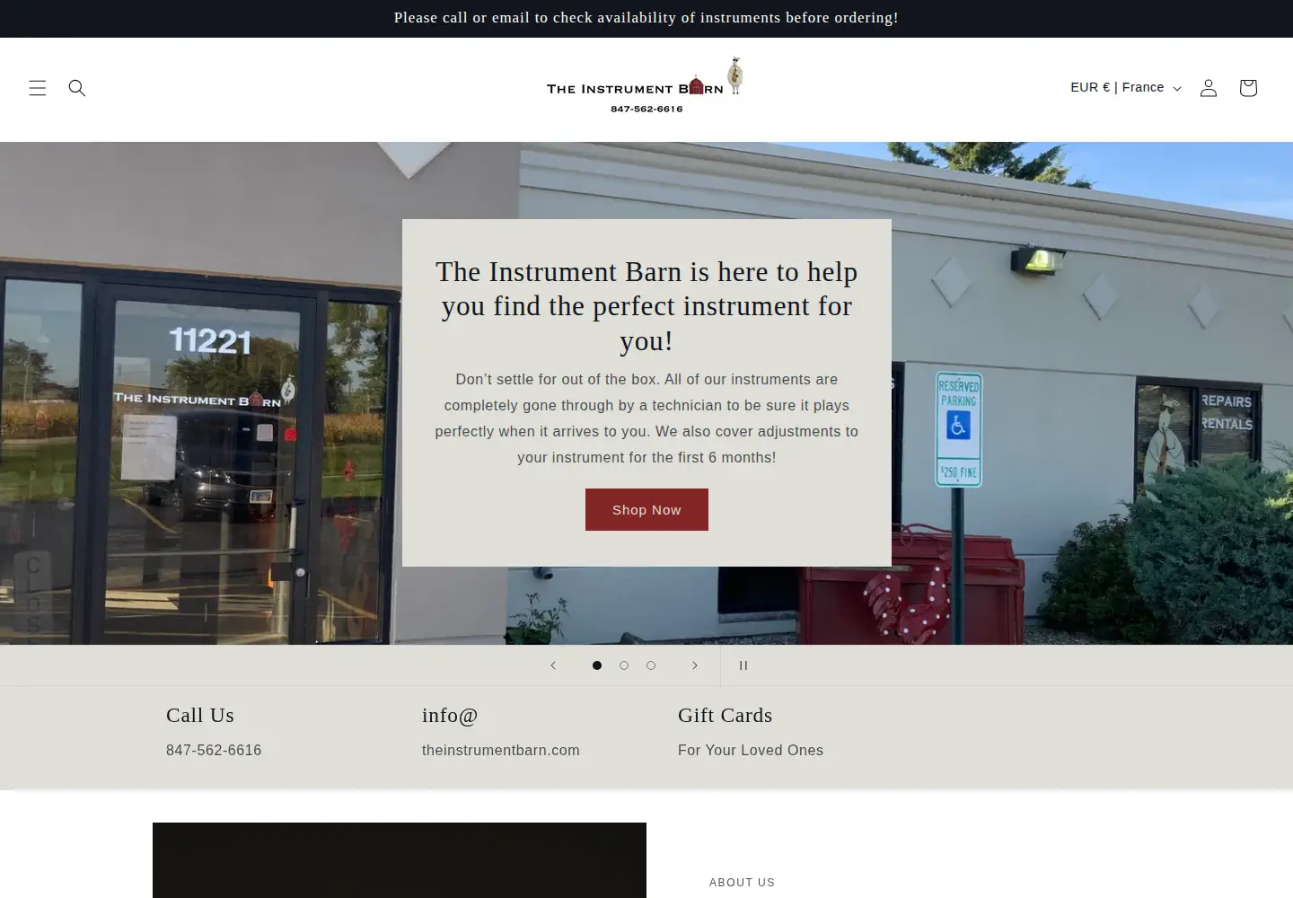 Screenshot of theinstrumentbarn.com
