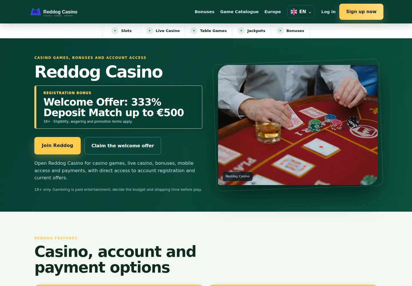 Screenshot of reddog-casino.eu
