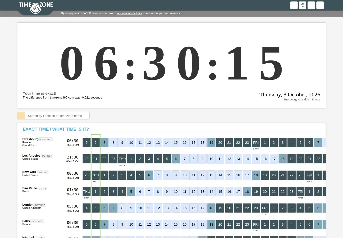 Screenshot of timezone360.com