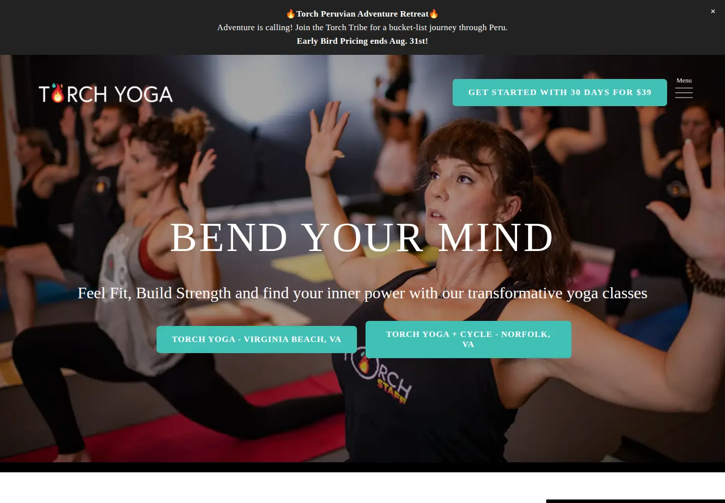 Captured homepage of torchyogastudio.com in the current scan