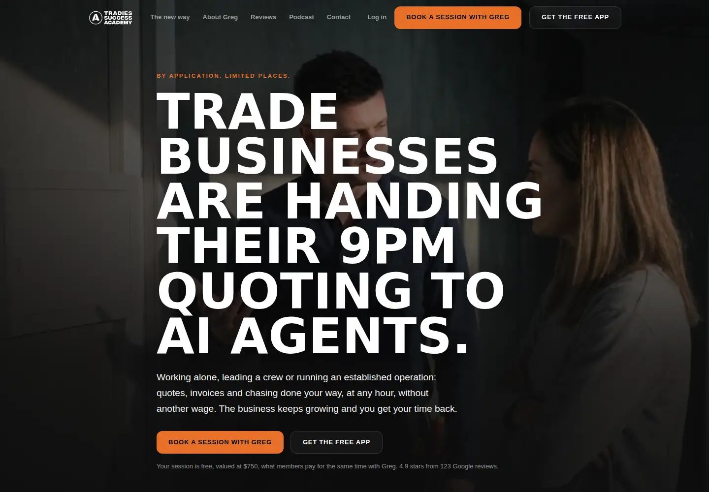 Captured homepage of tradies-success-academy.com in the current scan