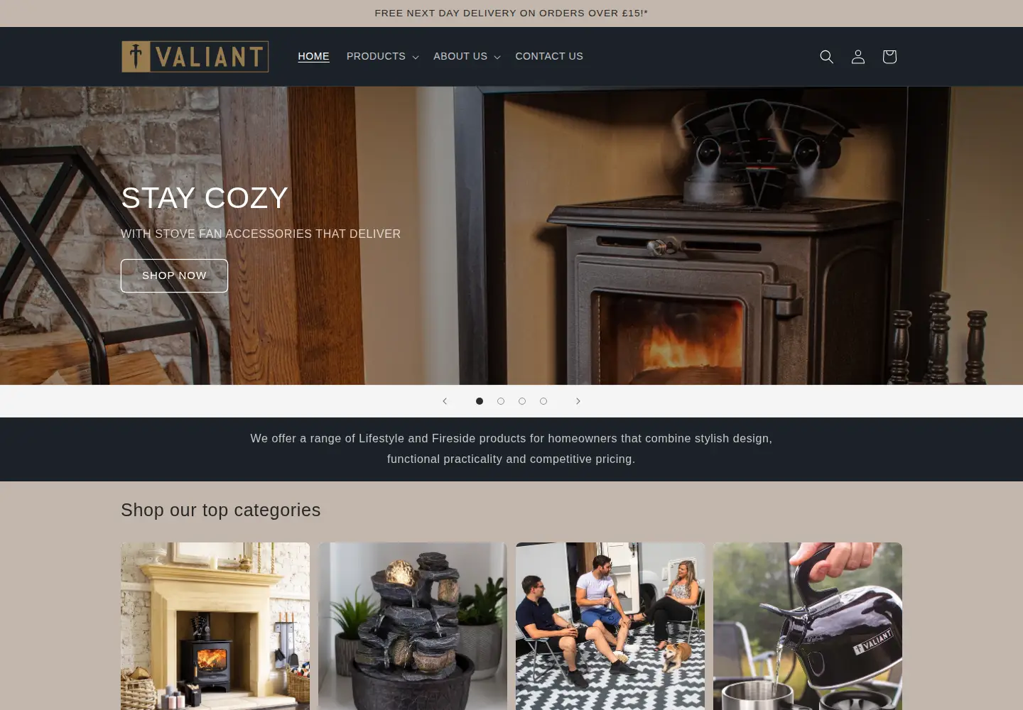 Screenshot of valiantfireside.com