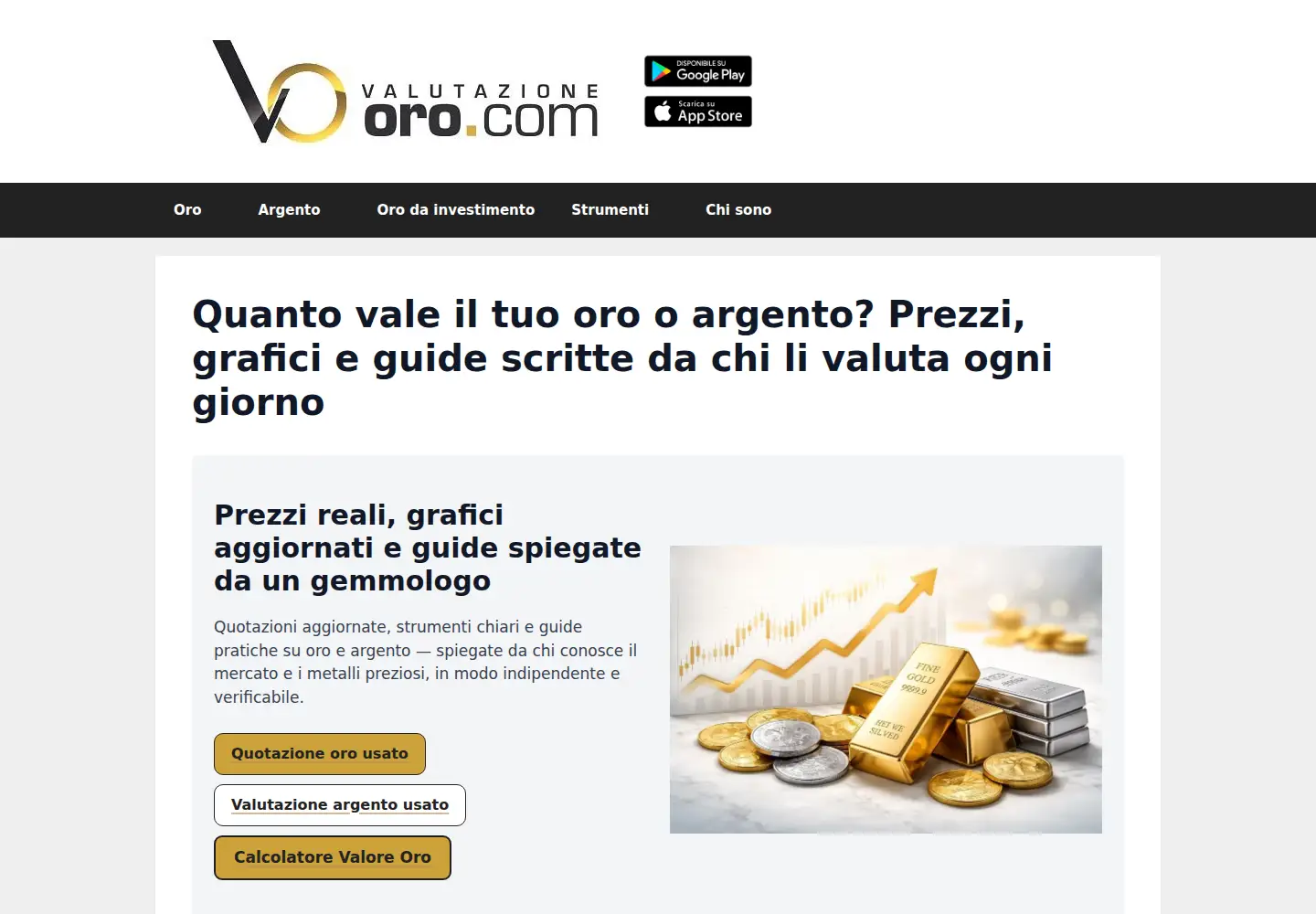 Screenshot of valutazione-oro.com