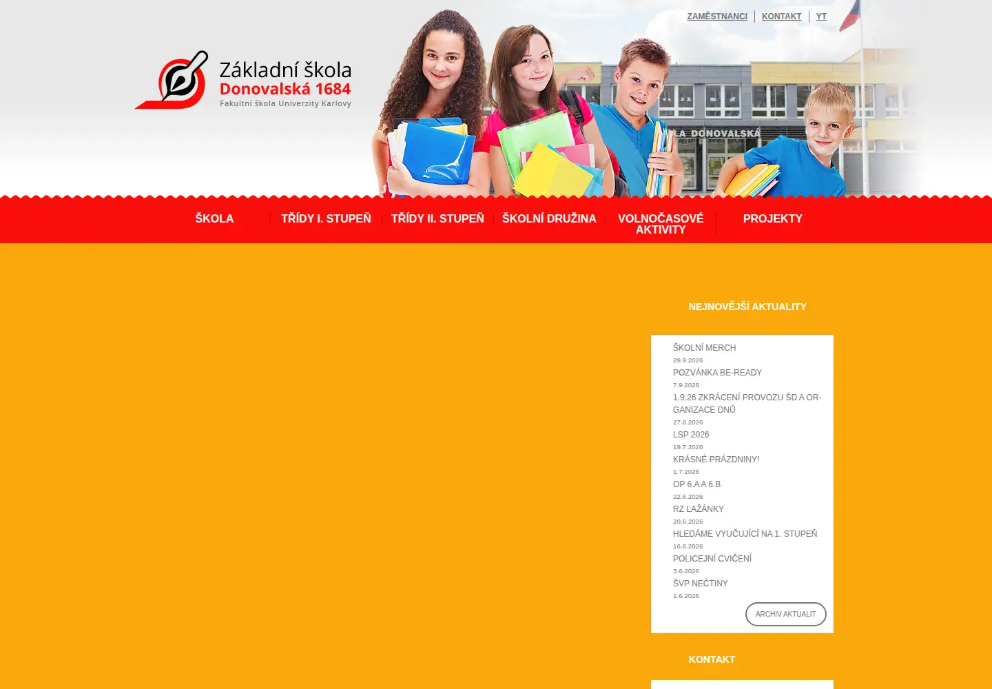 Captured homepage of donovalskazs.cz in the current scan