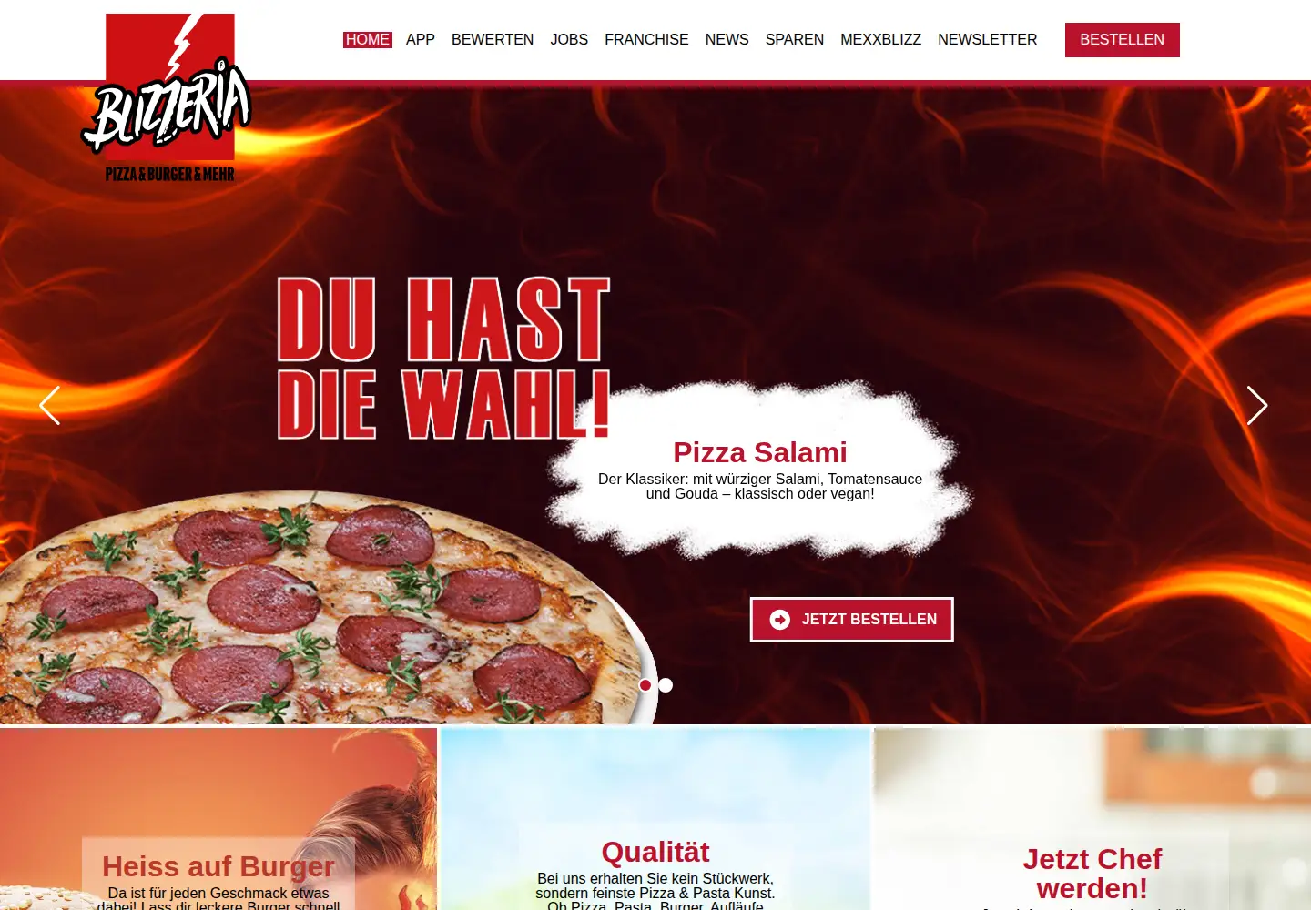 Captured homepage of blizzeria.de in the current scan