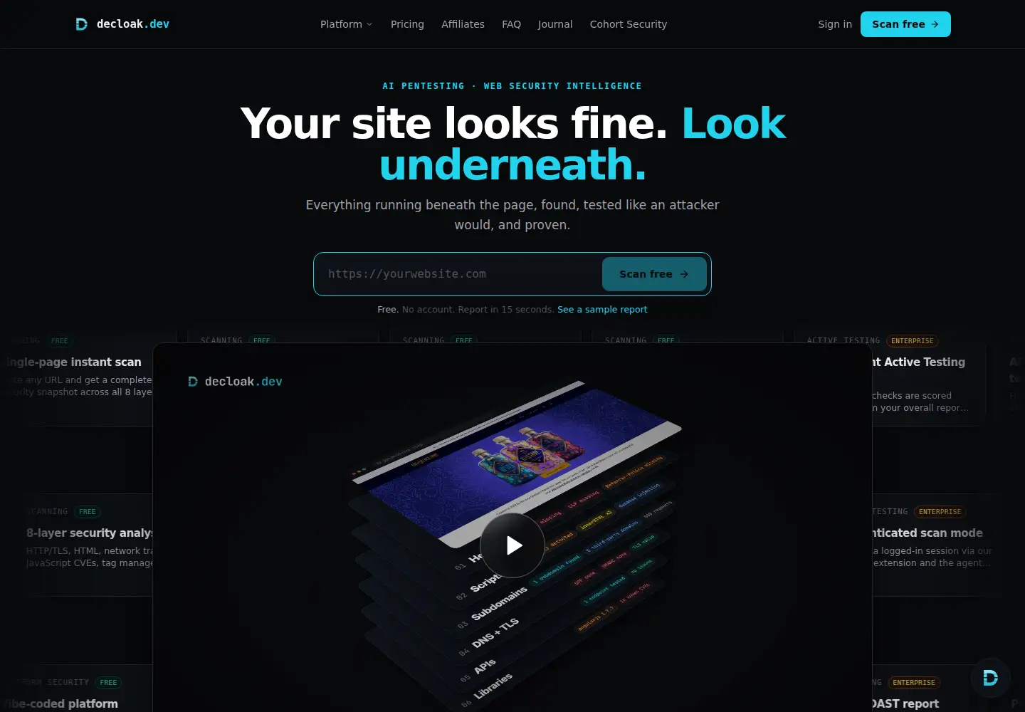 Screenshot of decloak.dev