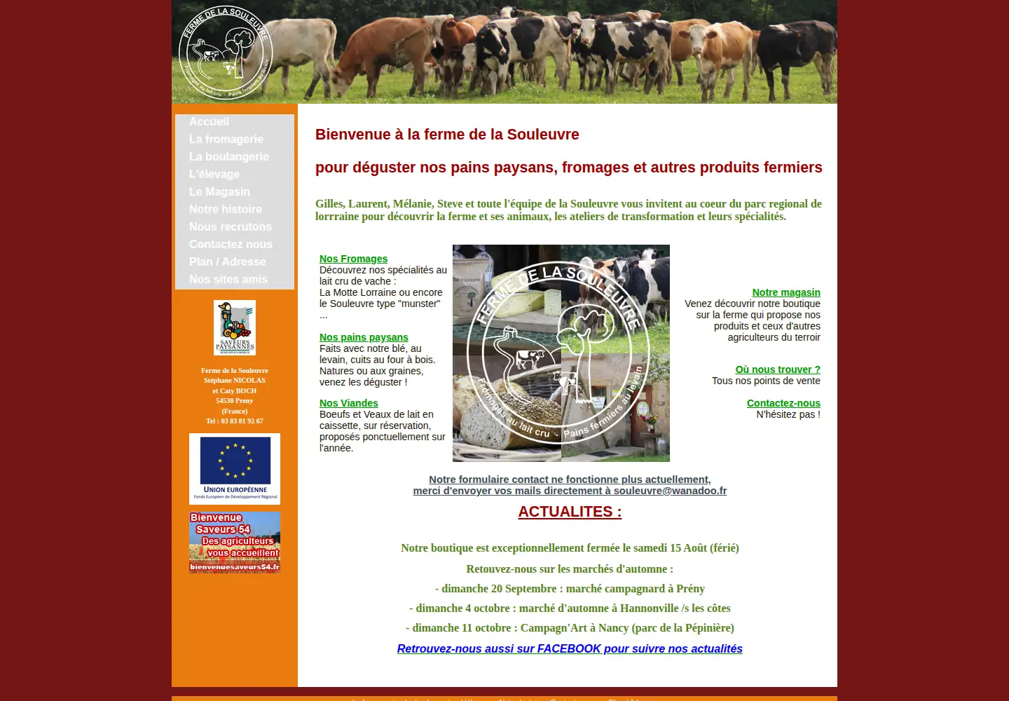 Captured homepage of fermedelasouleuvre.fr in the current scan