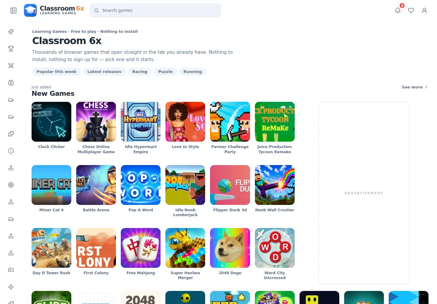 Captured homepage of classroom6x.gg in the current scan
