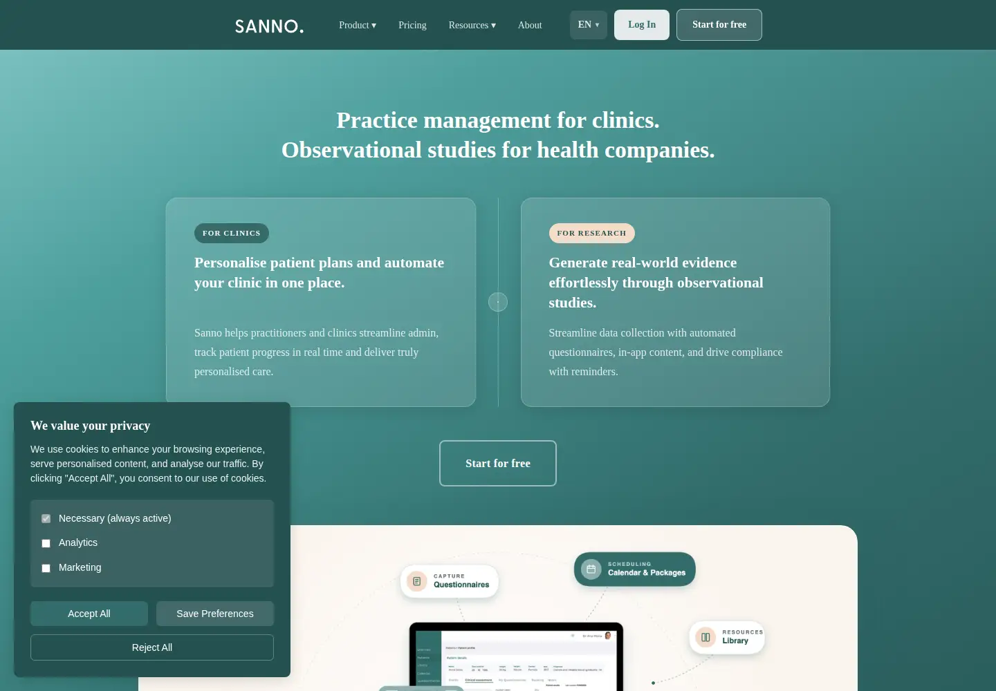 Screenshot of sanno.health