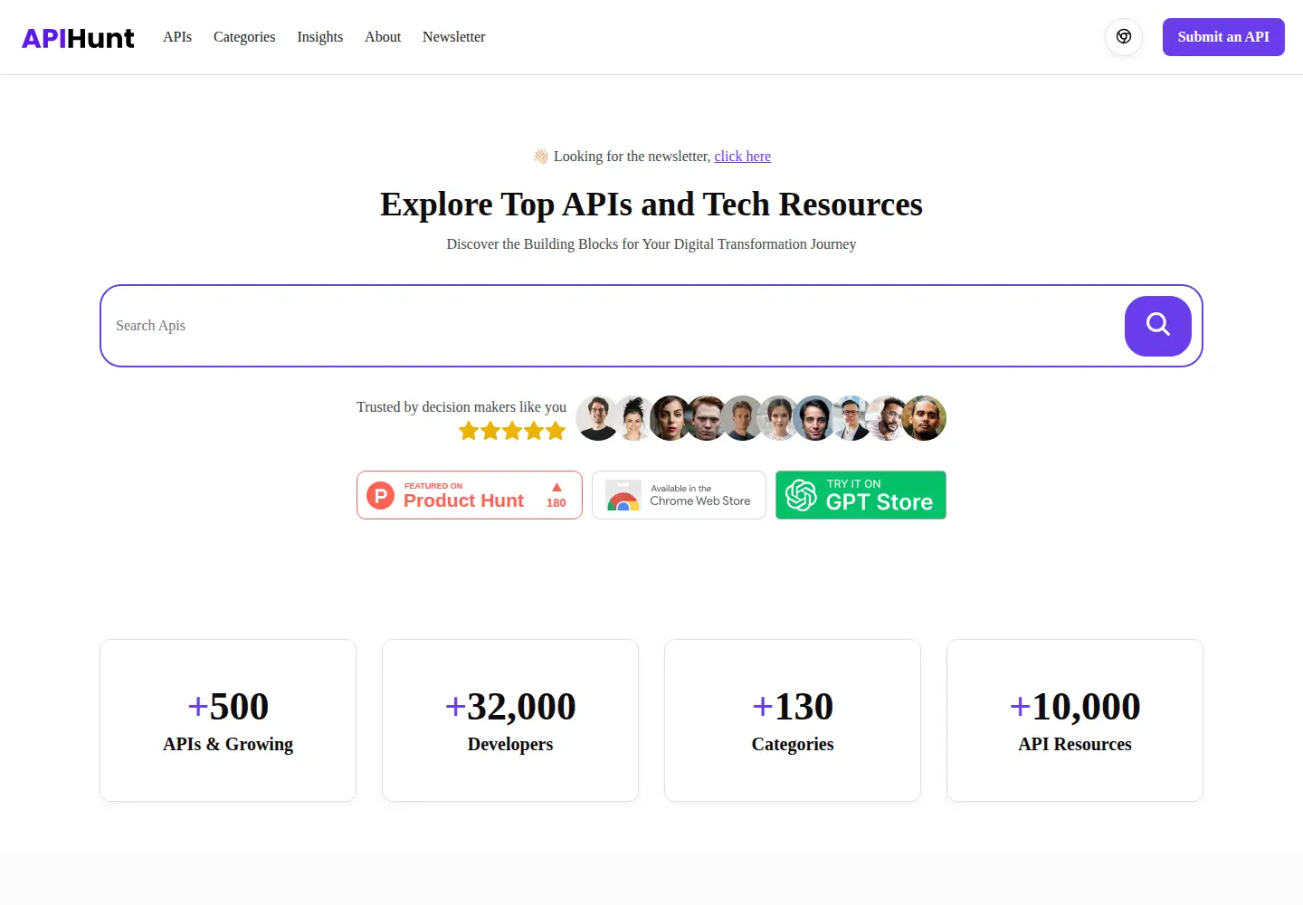 Captured homepage of apihunt.io in the current scan