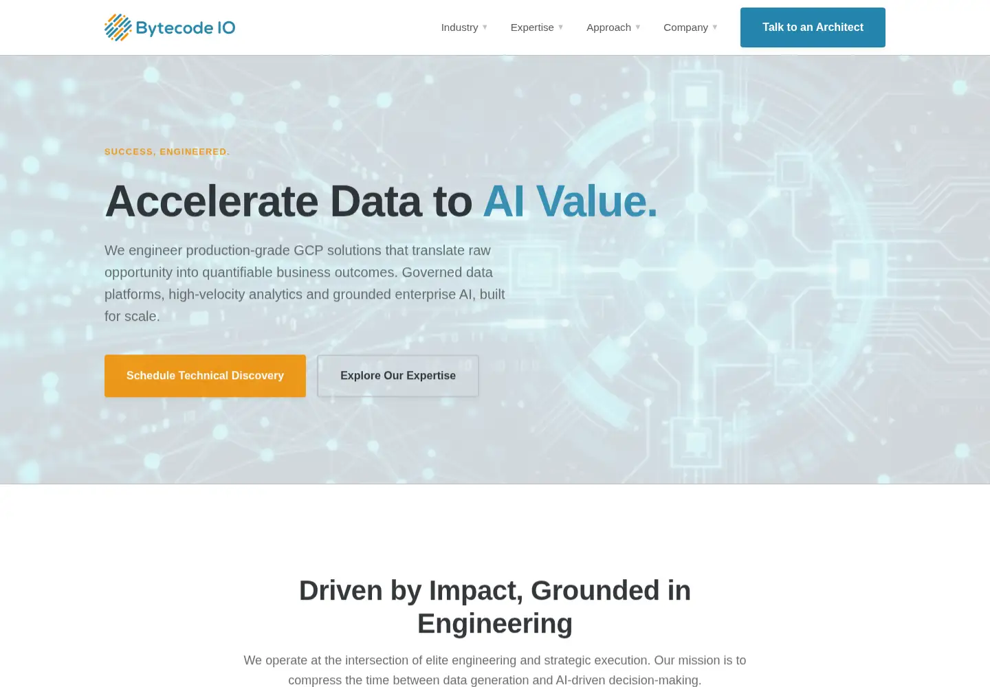Captured homepage of bytecode.io in the current scan