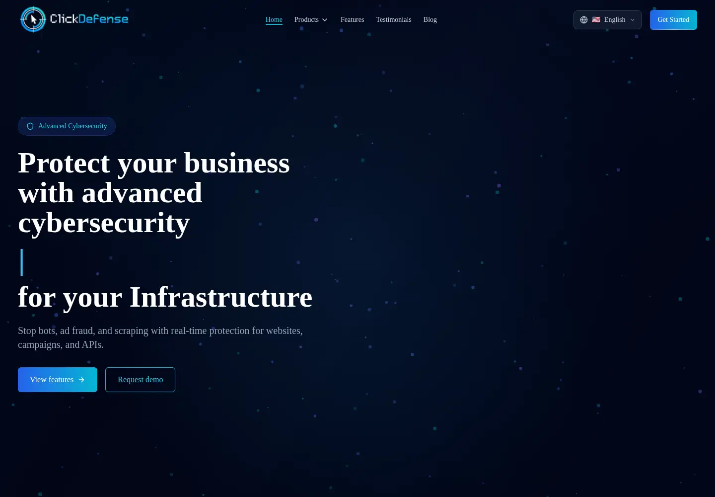 Captured homepage of clickdefense.io in the current scan