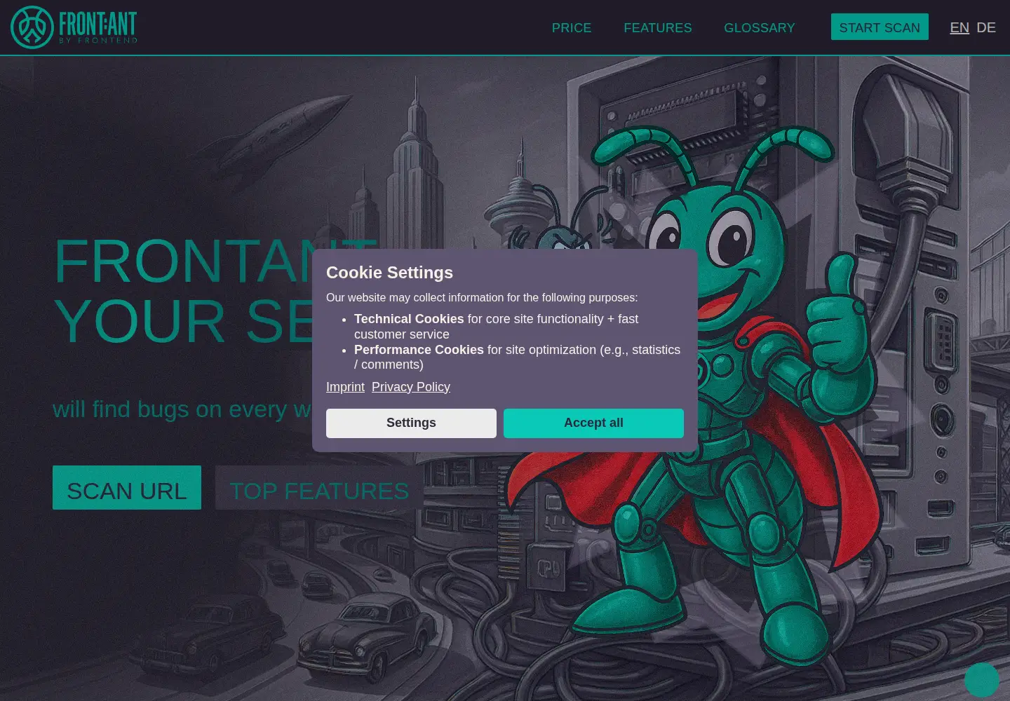 Screenshot of frontant.io