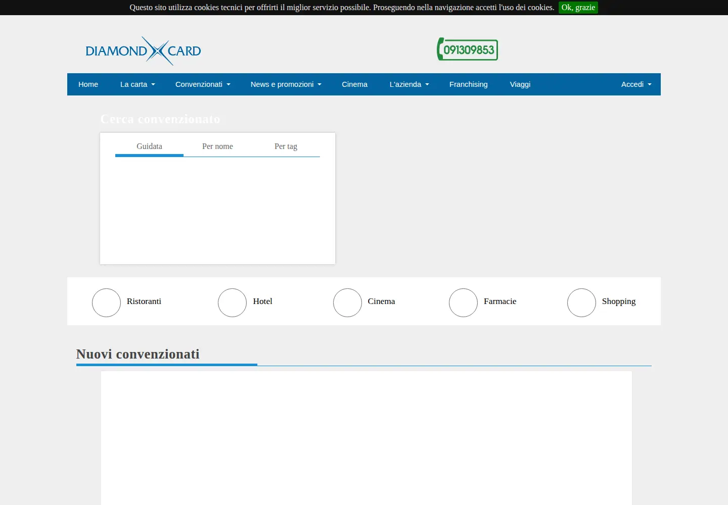 Captured homepage of diamondcard.it in the current scan