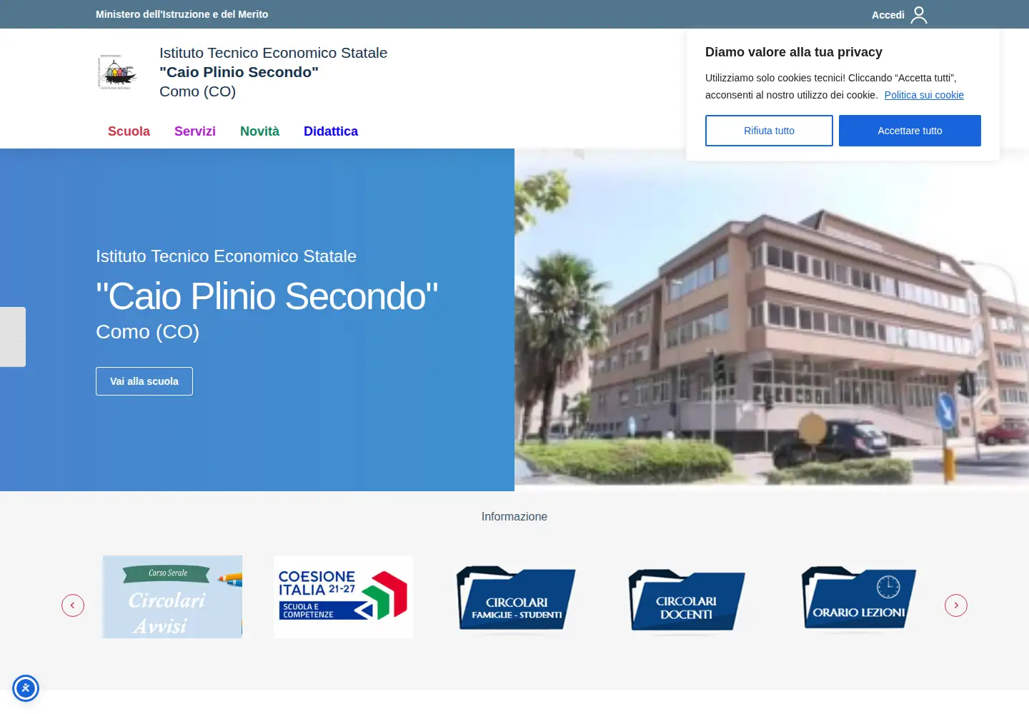 Captured homepage of caioplinio.edu.it in the current scan