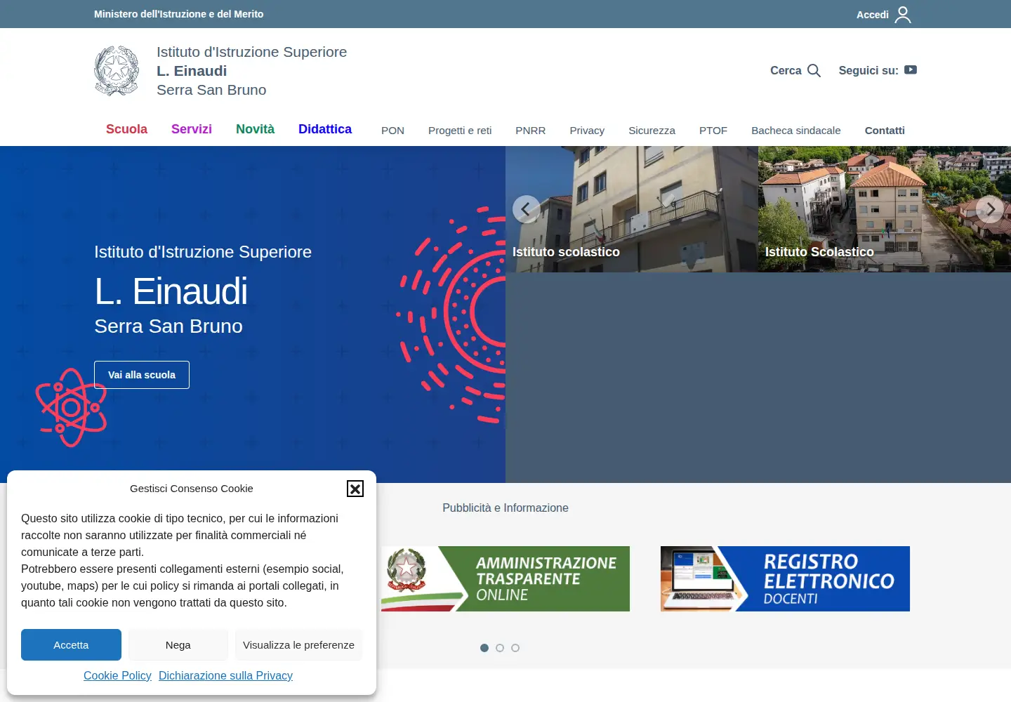 Captured homepage of iiseinaudi.edu.it in the current scan
