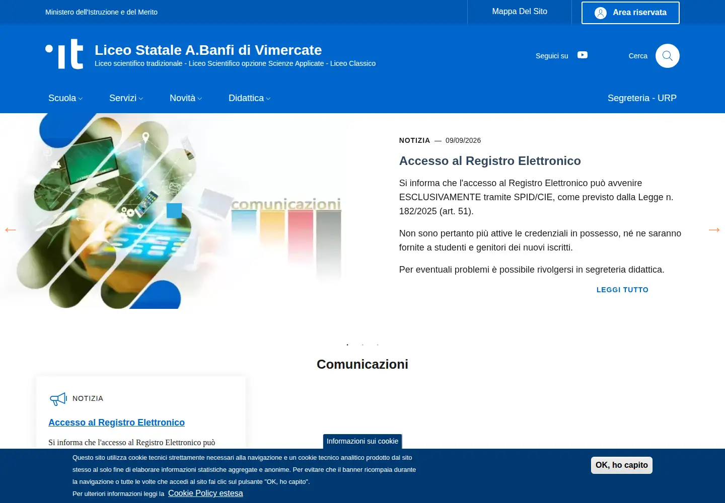 Screenshot of liceobanfi.edu.it