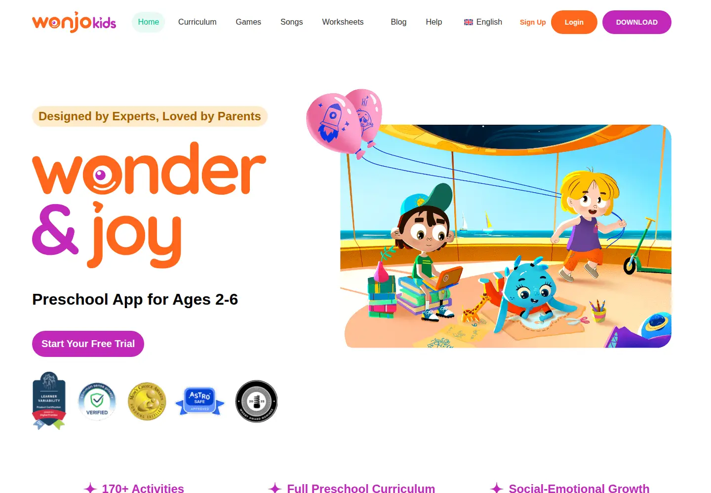 Screenshot of wonjo.kids