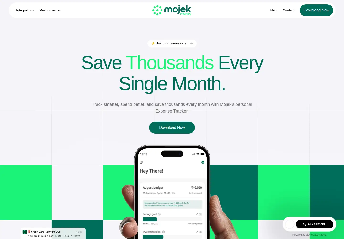 Screenshot of mojek.money