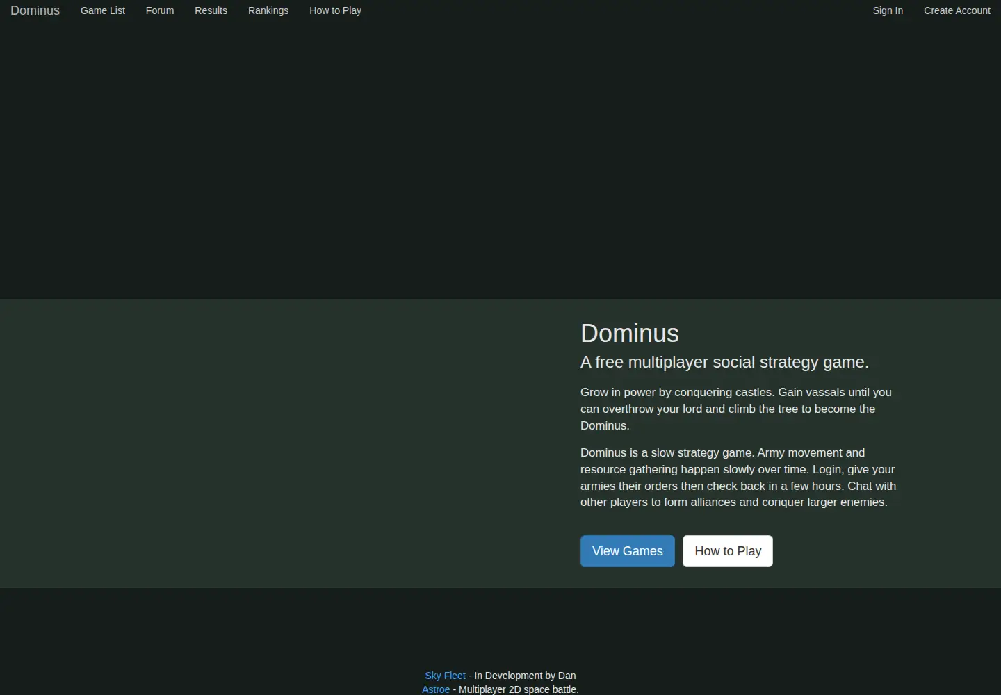 Screenshot of dominusgame.net