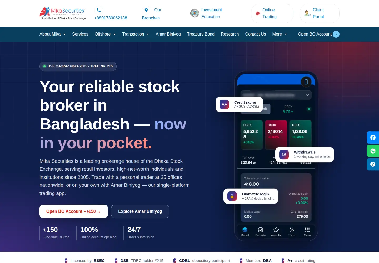 Captured homepage of mikasecurities.net in the current scan