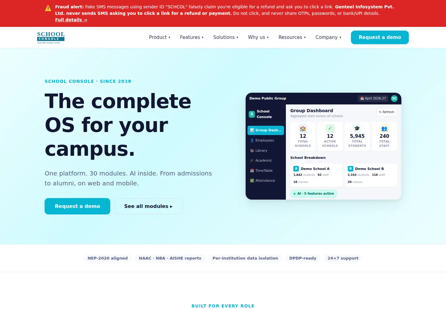 Screenshot of schoolconsole.net