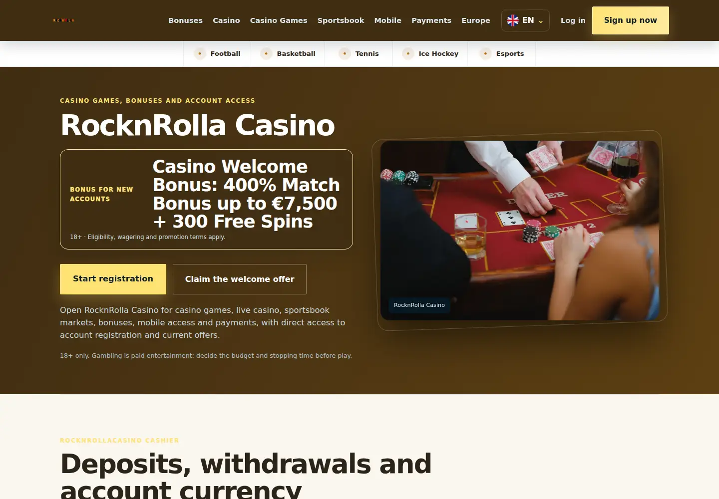 Screenshot of rocknrollacasino.eu