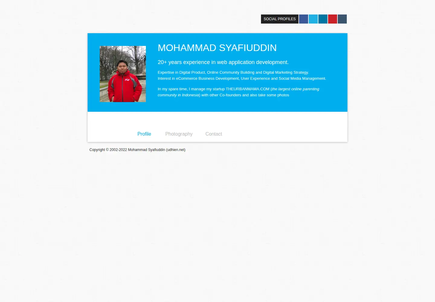 Captured homepage of udhien.net in the current scan