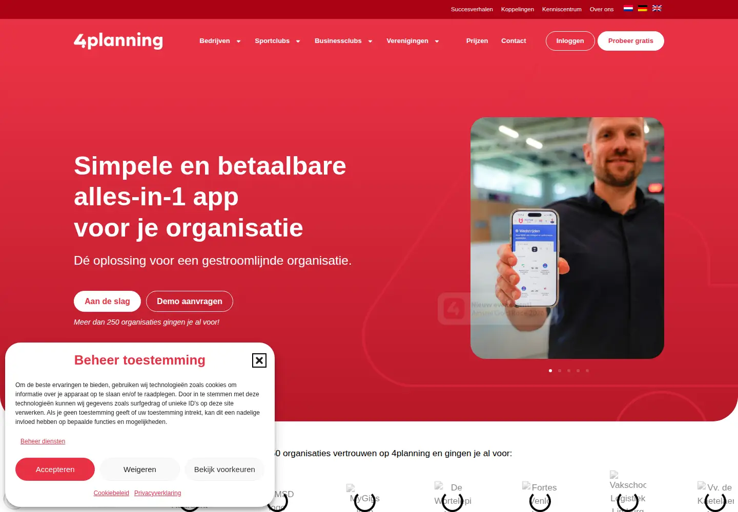 Captured homepage of 4planning.nl in the current scan