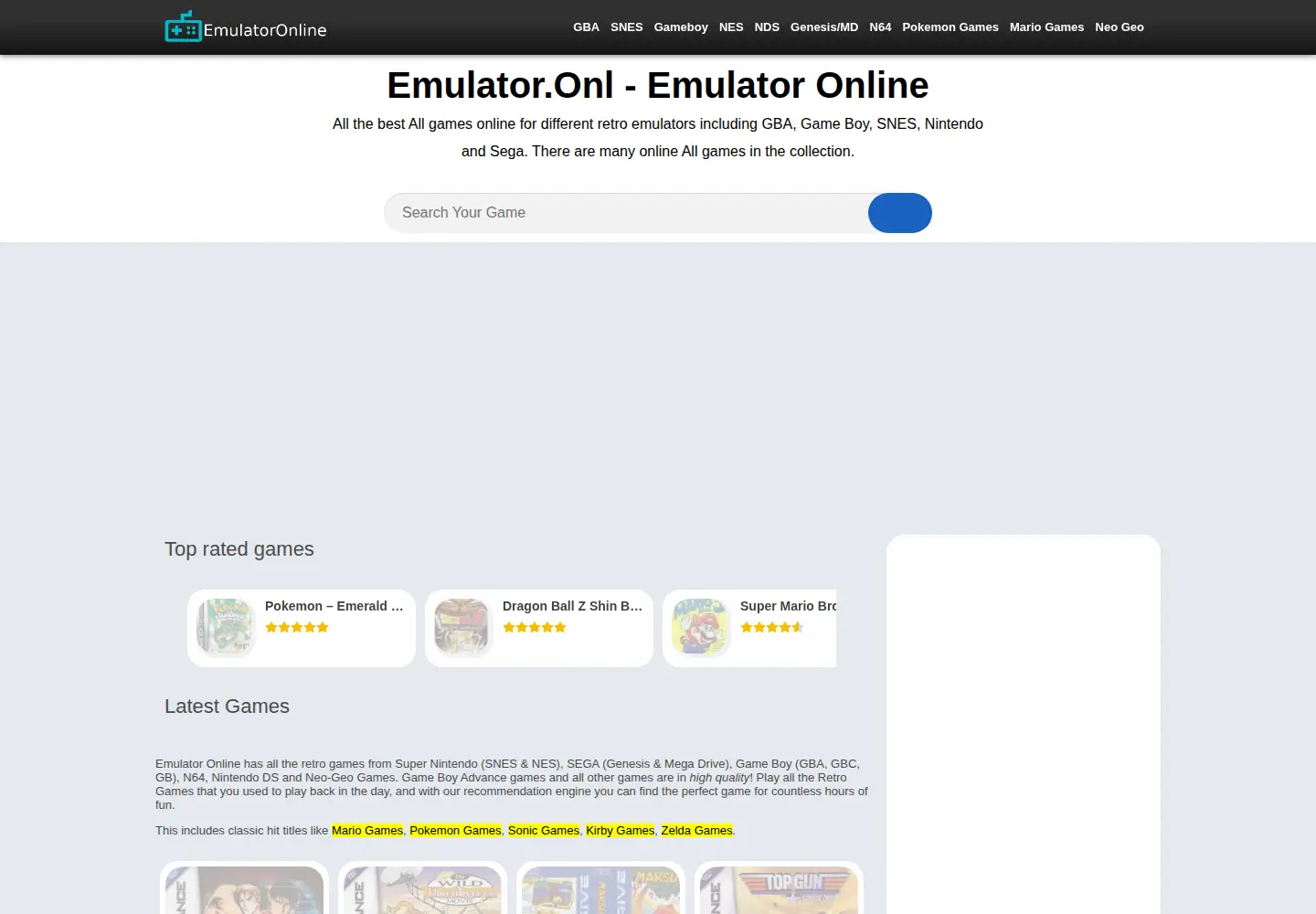 Captured homepage of emulator.onl in the current scan