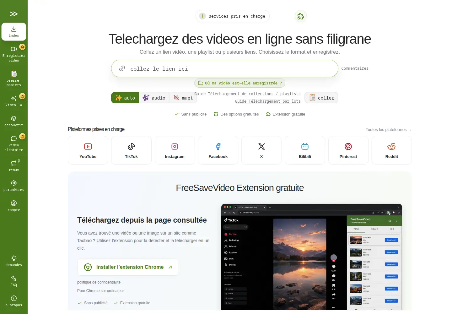 Captured homepage of freesavevideo.online in the current scan
