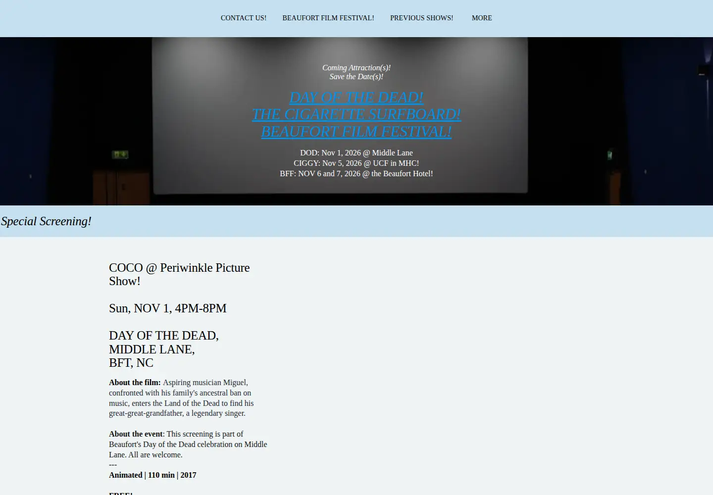 Screenshot of beaufortpictureshow.org