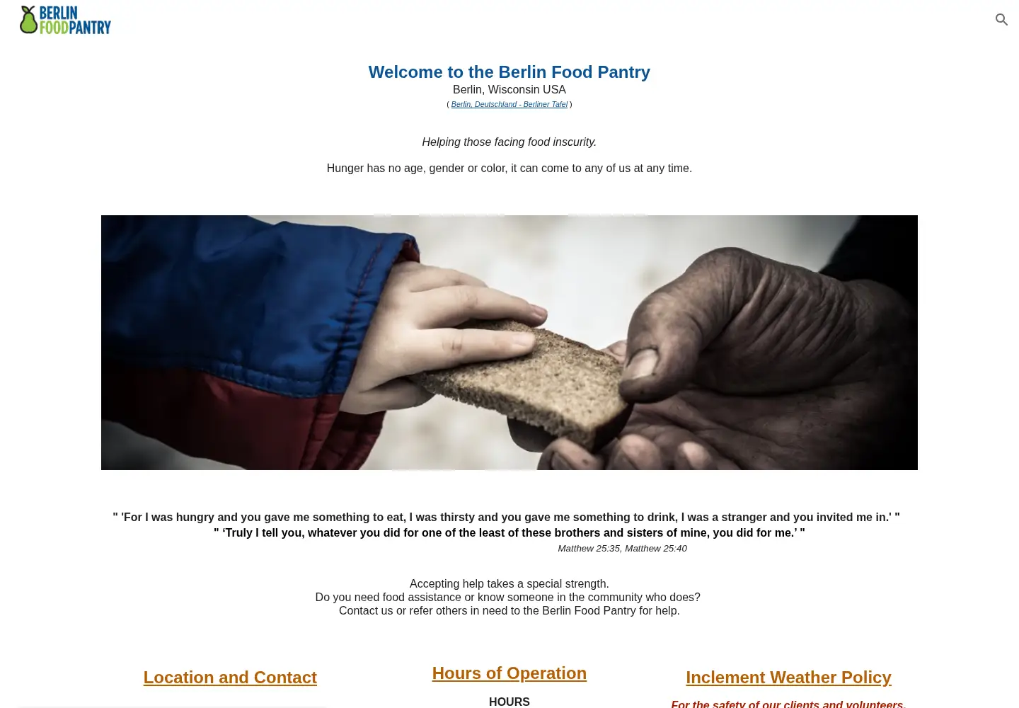 Screenshot of berlinfoodpantry.org