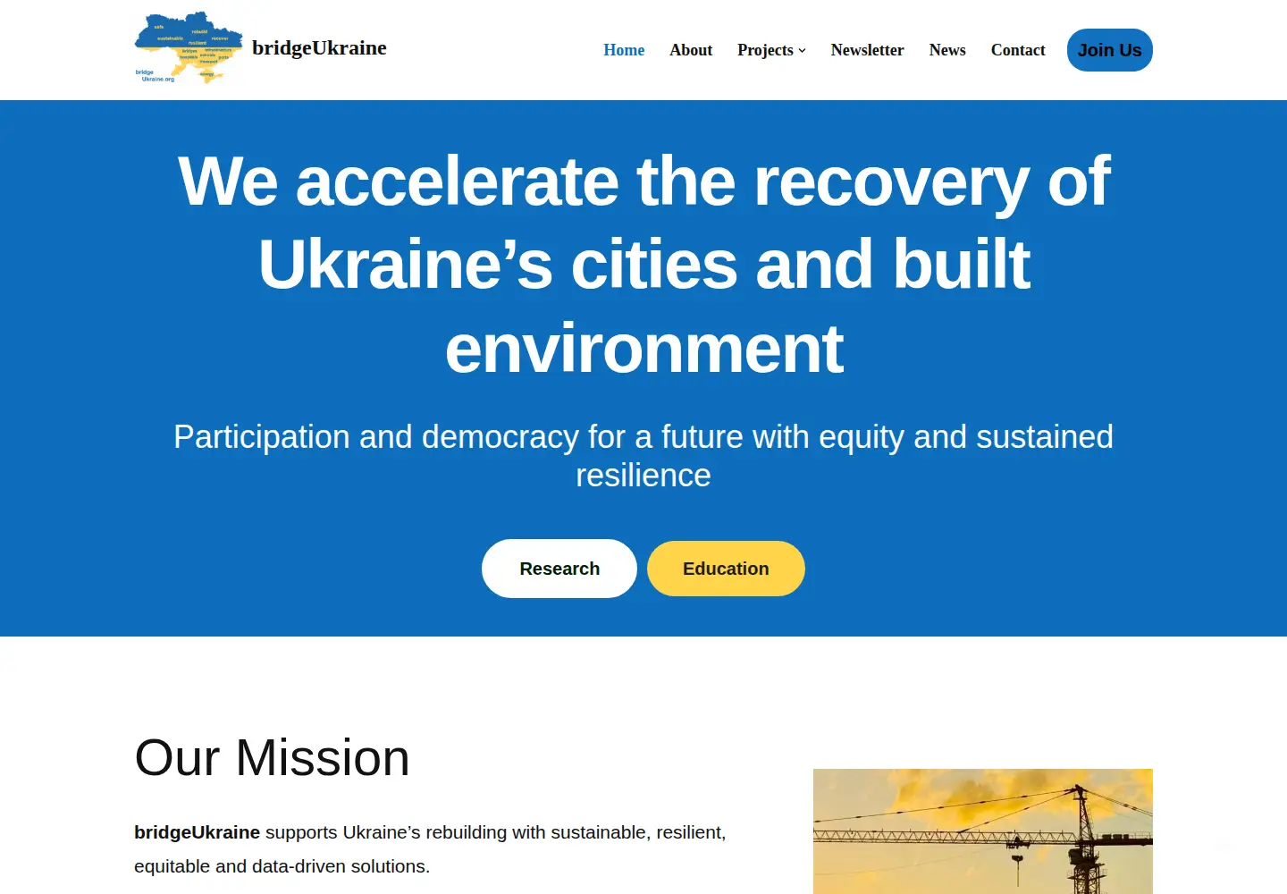 Captured homepage of bridgeukraine.org in the current scan