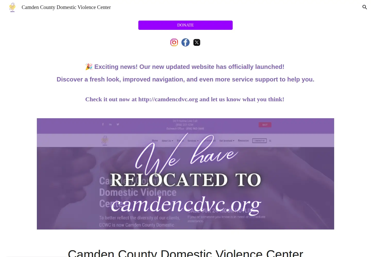 Captured homepage of camdencountywomenscenter.org in the current scan