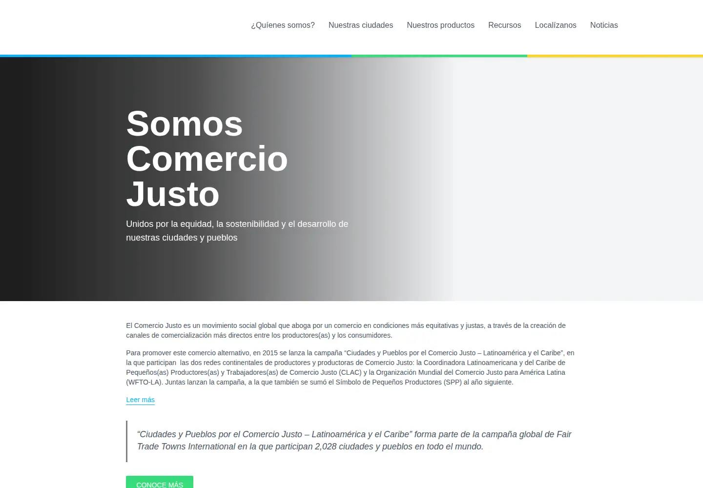 Captured homepage of ciudades-comerciojusto.org in the current scan