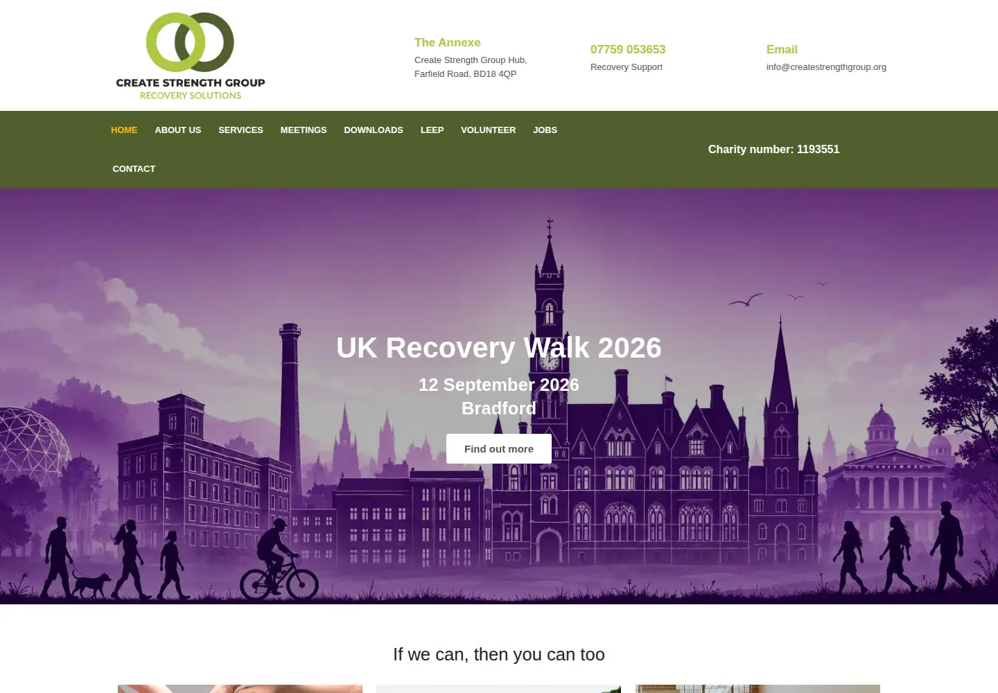 Captured homepage of createstrengthgroup.org in the current scan