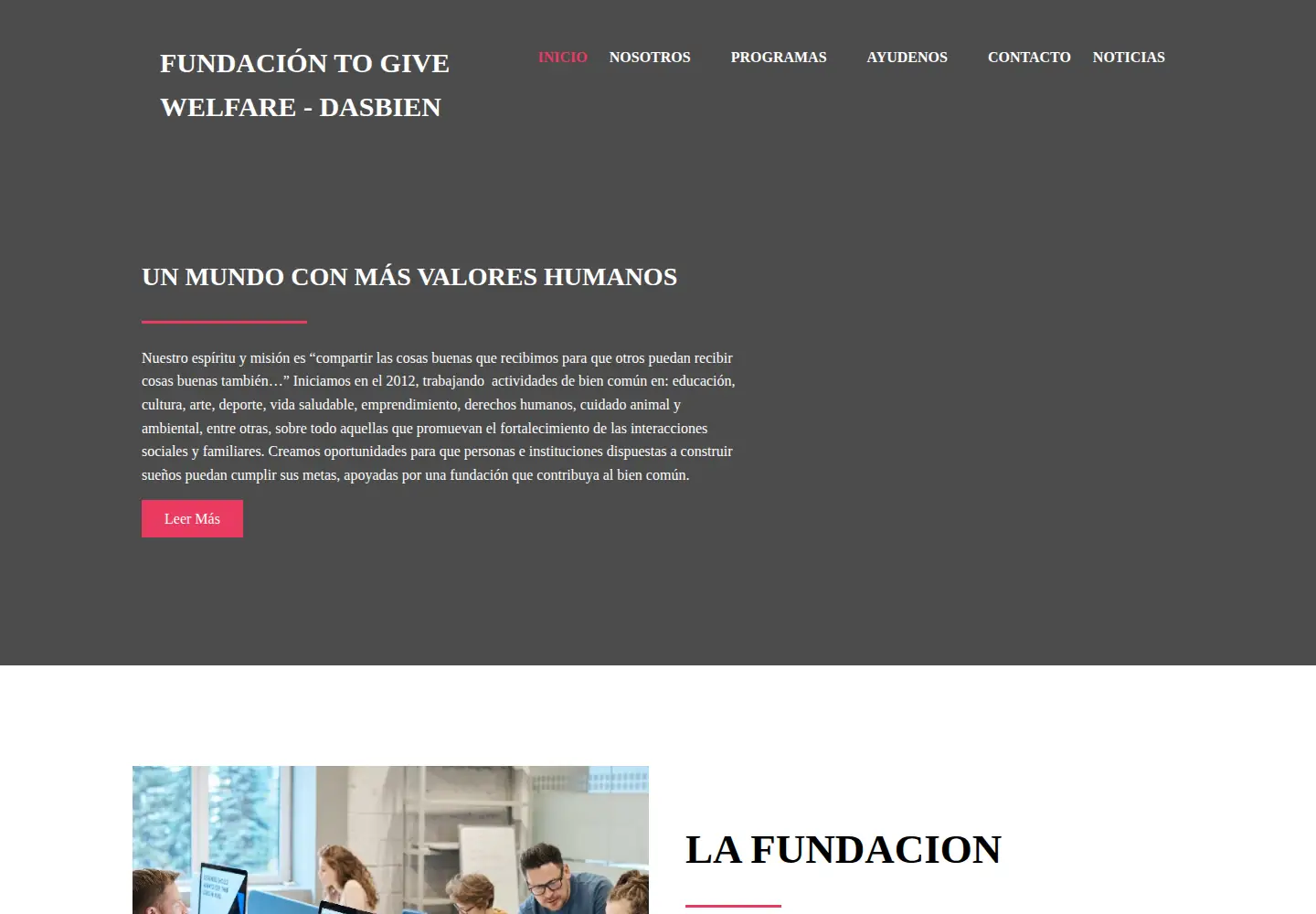 Captured homepage of fundaciondasbien.org in the current scan