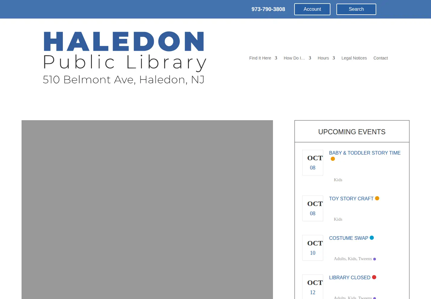Captured homepage of haledonlib.org in the current scan