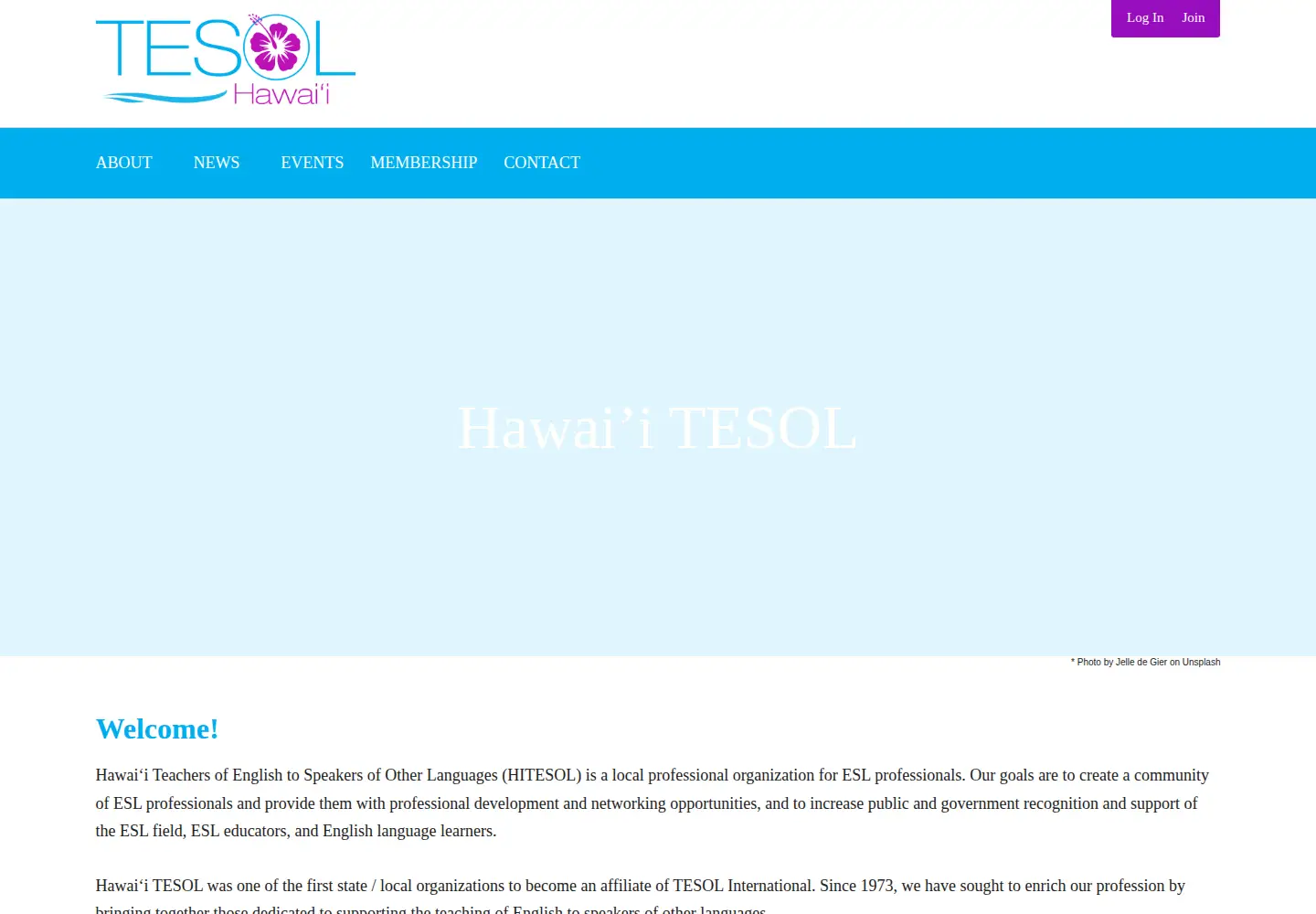 Captured homepage of hawaiitesol.org in the current scan