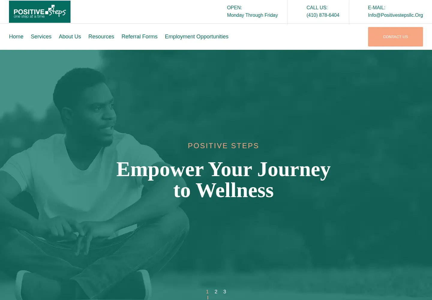 Captured homepage of positivestepsllc.org in the current scan