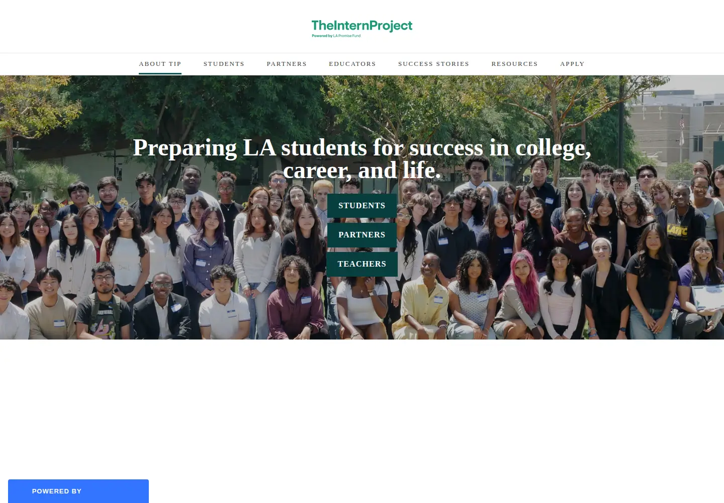 Captured homepage of theinternproject.org in the current scan