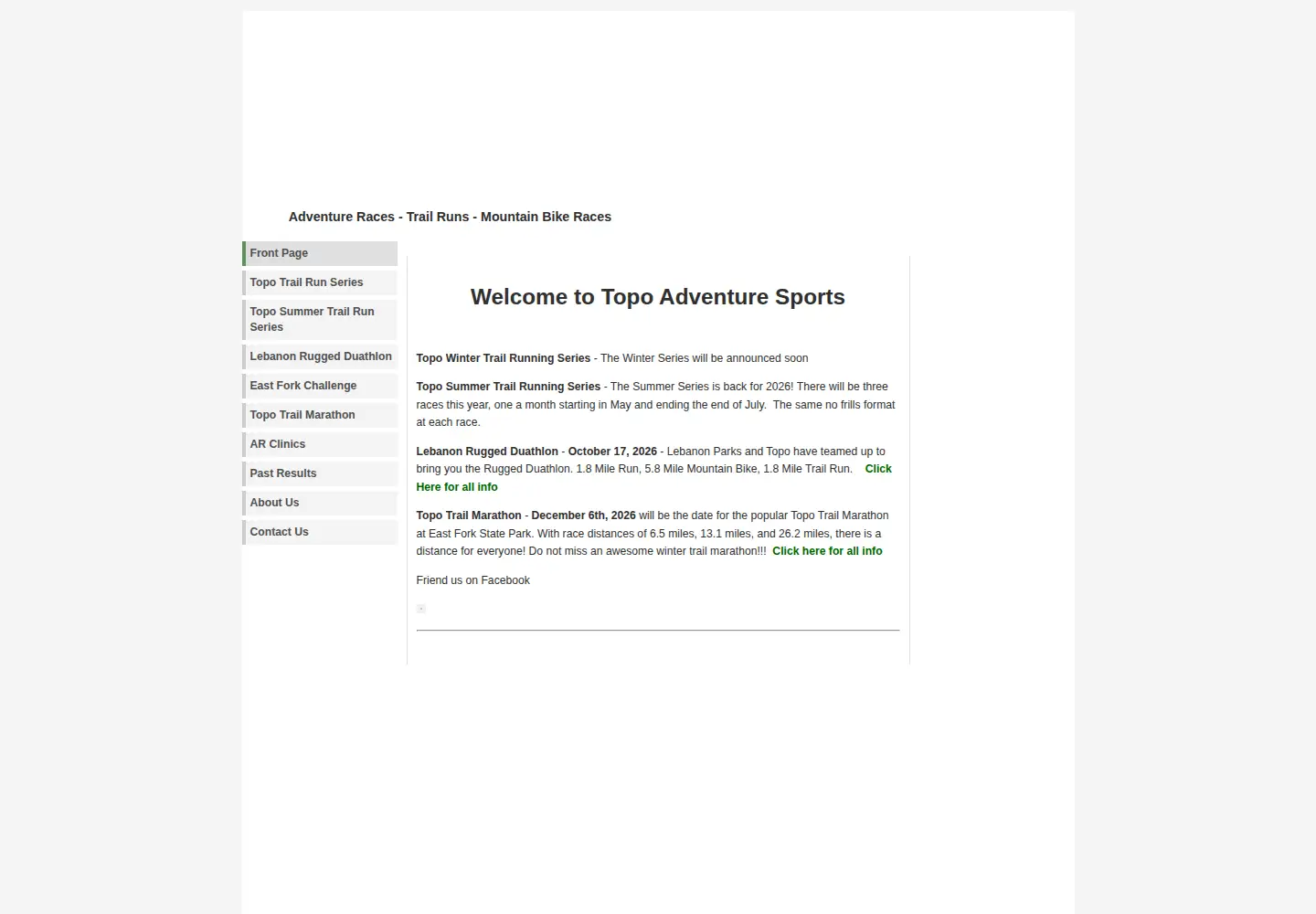 Captured homepage of topoadventuresports.org in the current scan