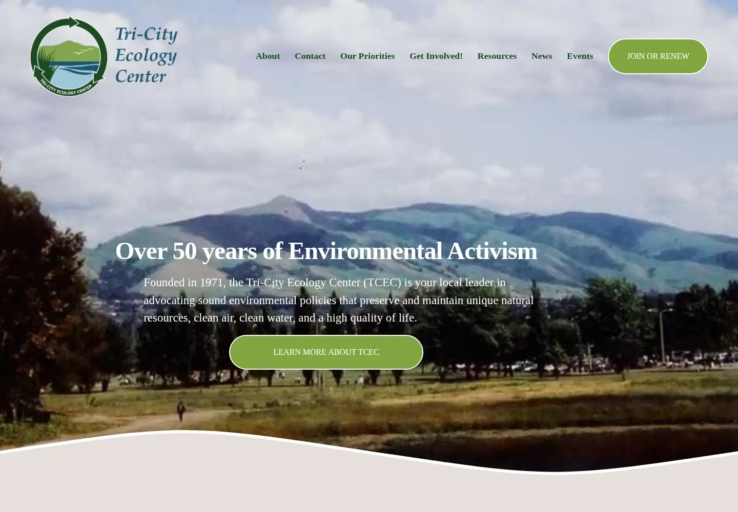 Captured homepage of tricityecology.org in the current scan