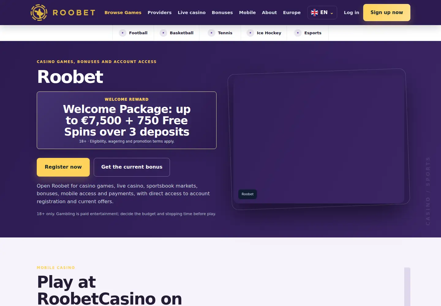 Screenshot of roobetcasino.eu
