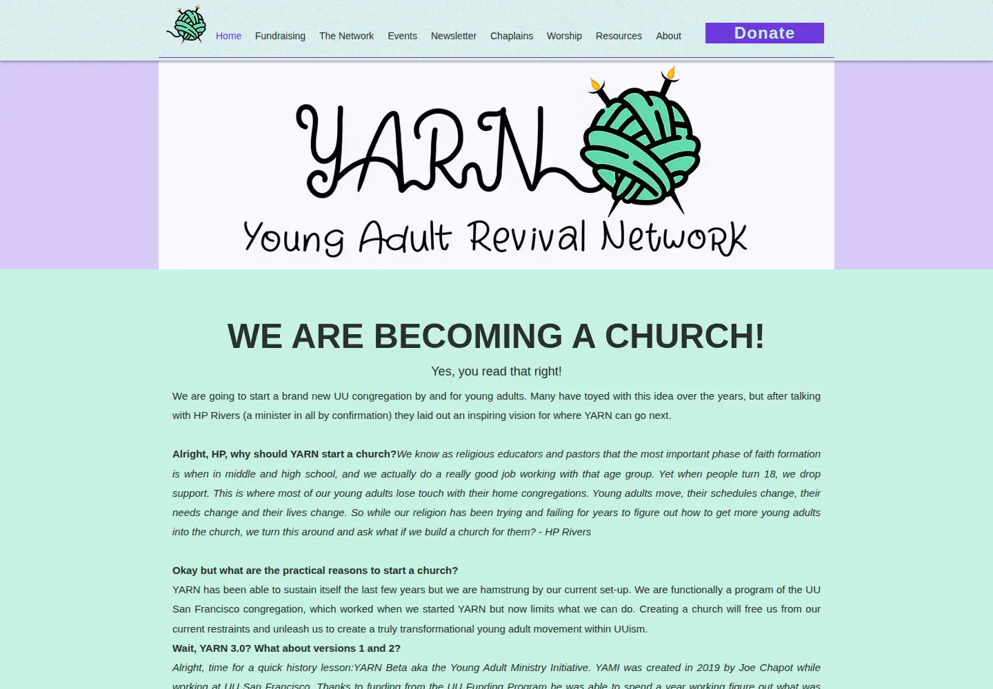 Captured homepage of uuyarn.org in the current scan
