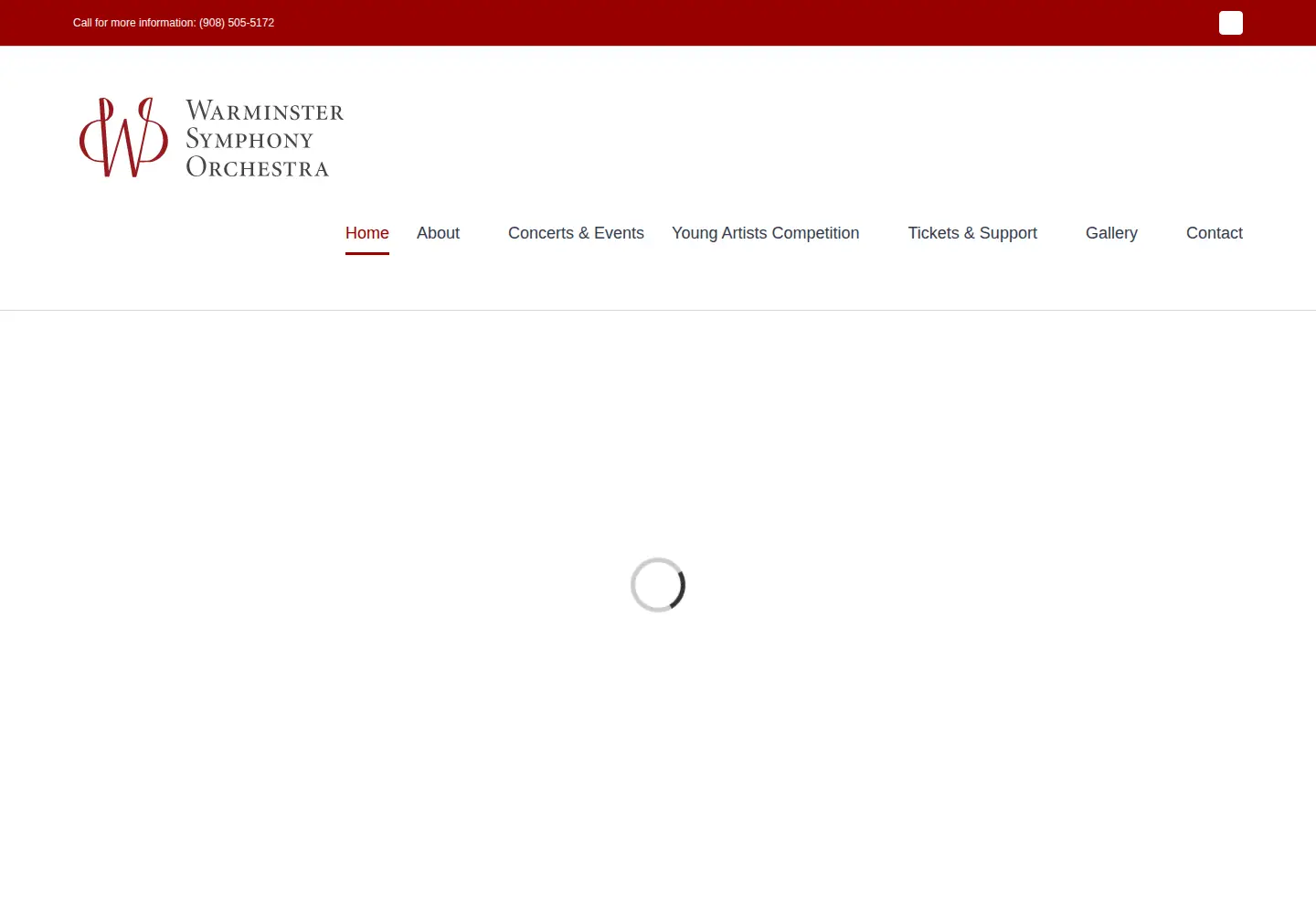 Captured homepage of warminstersymphony.org in the current scan