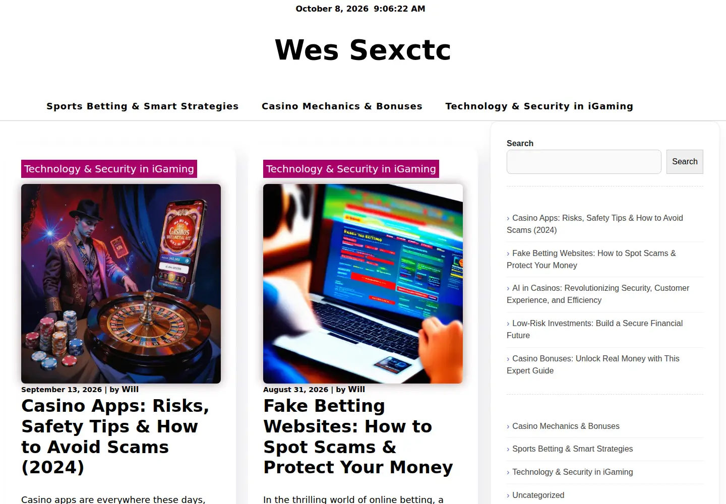 Captured homepage of wessexctc.org in the current scan