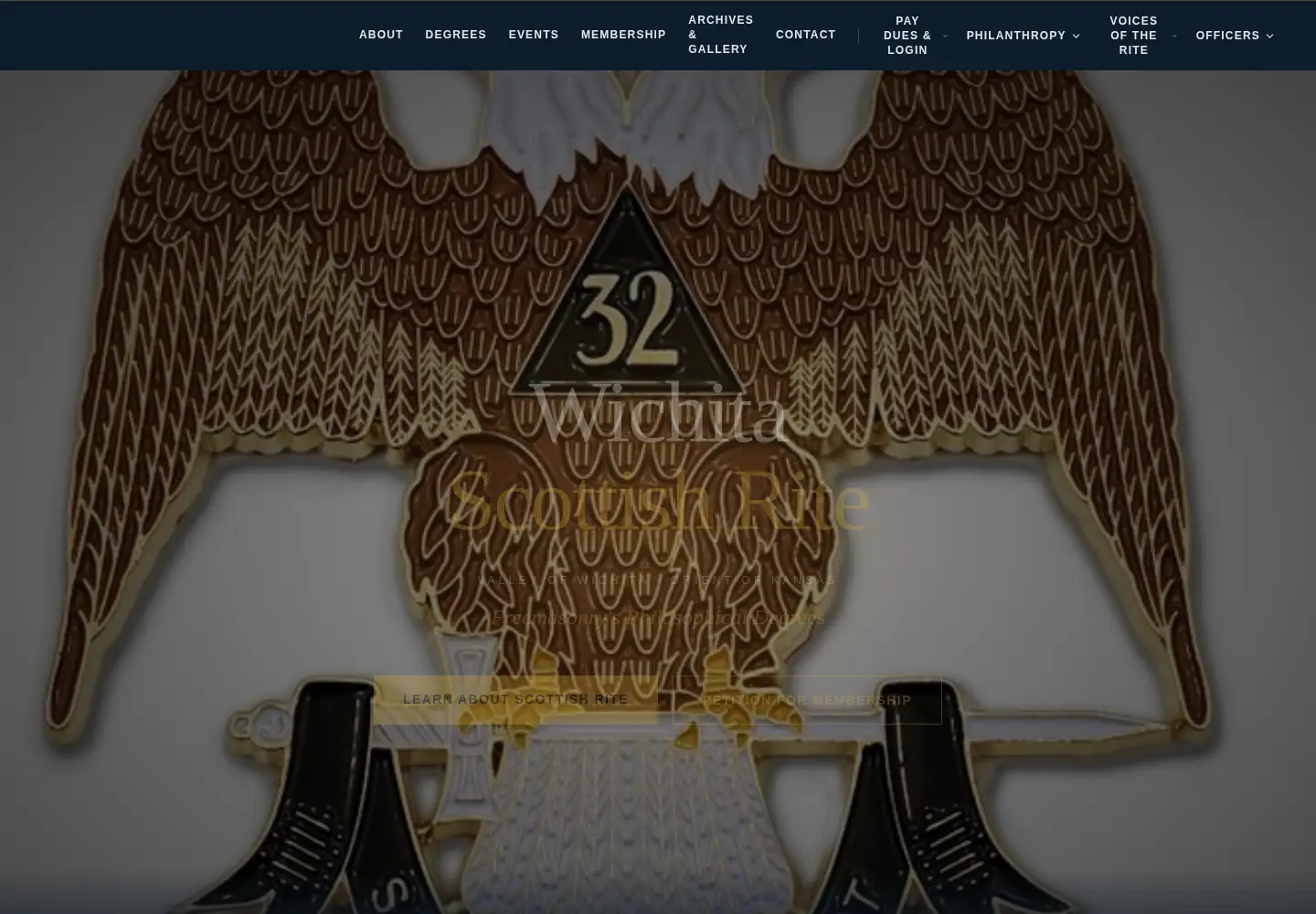 Captured homepage of wichitascottishrite.org in the current scan