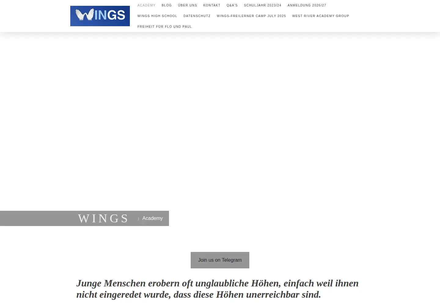 Captured homepage of wings-genial.org in the current scan